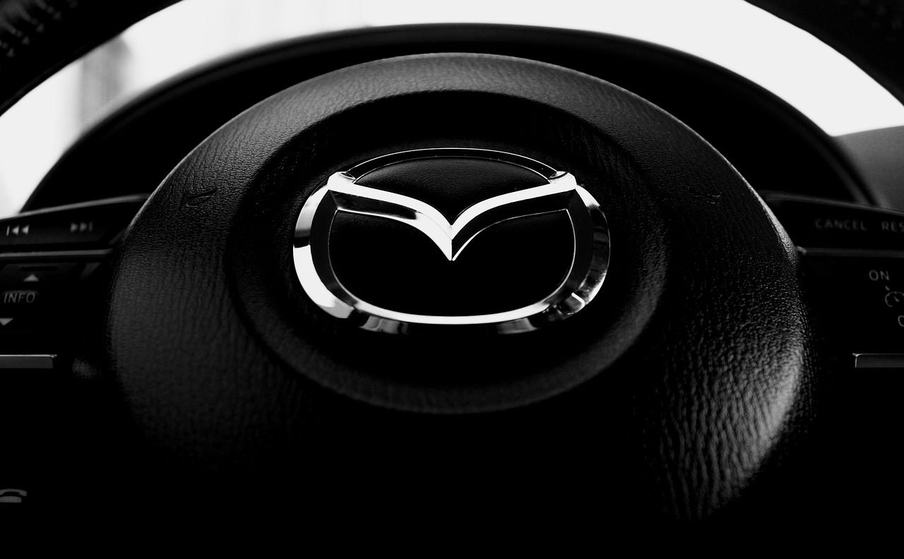 A Mazda steering wheel