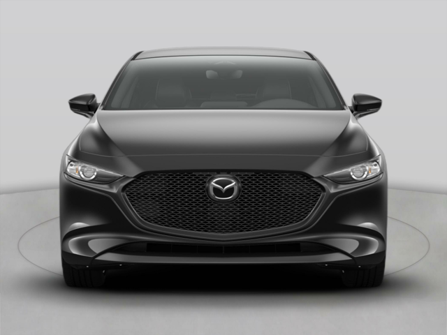 The front of a black Mazda vehicle