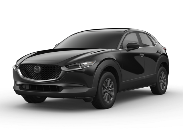 The front of a black Mazda CX-30