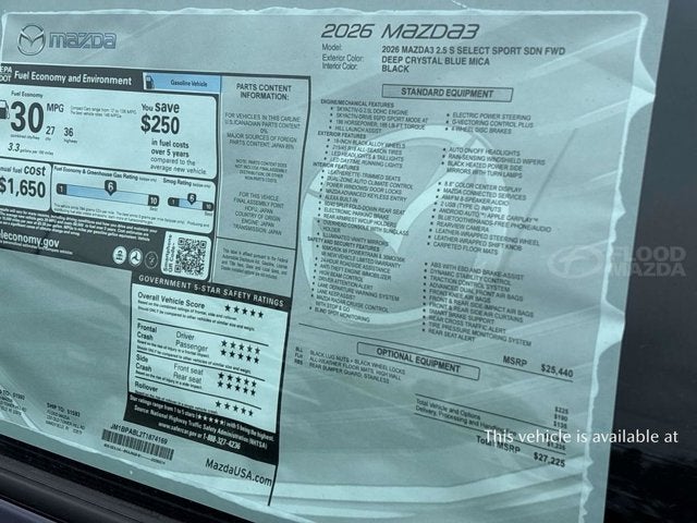 2026 Mazda Mazda3 Sedan 2.5 S Select Sport