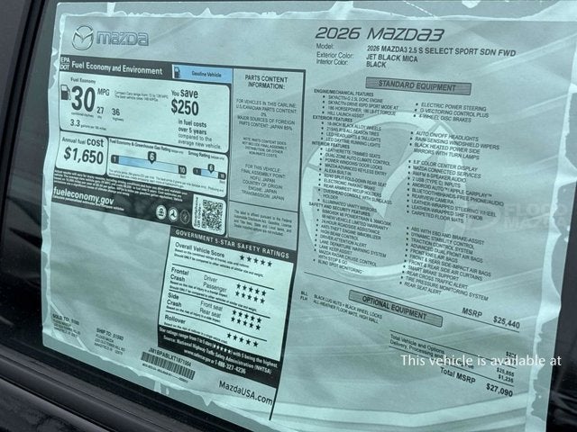 2026 Mazda Mazda3 Sedan 2.5 S Select Sport